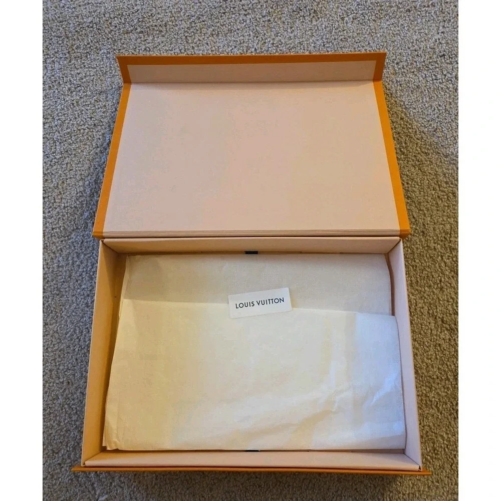 Louis Vuitton Empty Magnetic Gift Box Orange Blue Ribbon Tissue Paper Card‎
